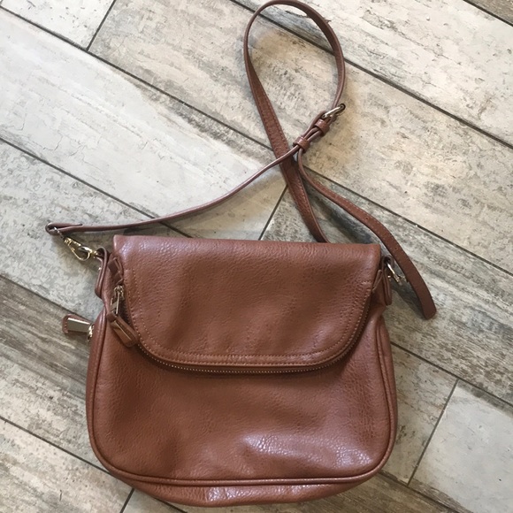 Moda Luxe Handbags - Moda Luxe Cognac Folder Over Crossbody Bag.